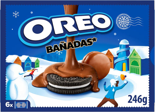 Oreo Banadas Choco, Biscotti con copertura al Gusto di Cioccolato al Latte, Il tuo Oreo avvolto da una golosa copertura di Cioccolato, 246g (6 monoporzioni da 41g)