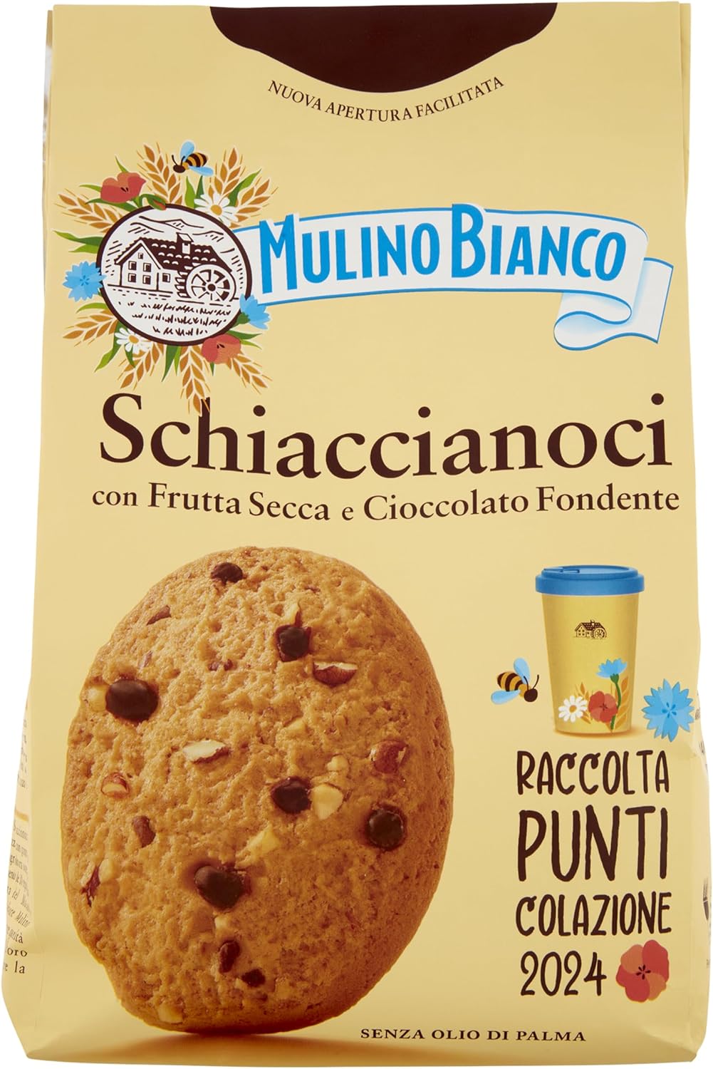 Mulino Bianco Biscotti Frollini Schiaccianoci Con Frutta Secca E Cioccolato Fondente, Senza Olio Di Palma, 300 G