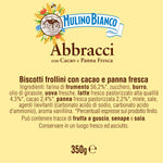 Mulino Bianco Biscotti Frollini Abbracci con Cacao e Panna Fresca, Senza Olio di Palma, Colazione Ricca di Gusto, 350 g (Confezione da 8)