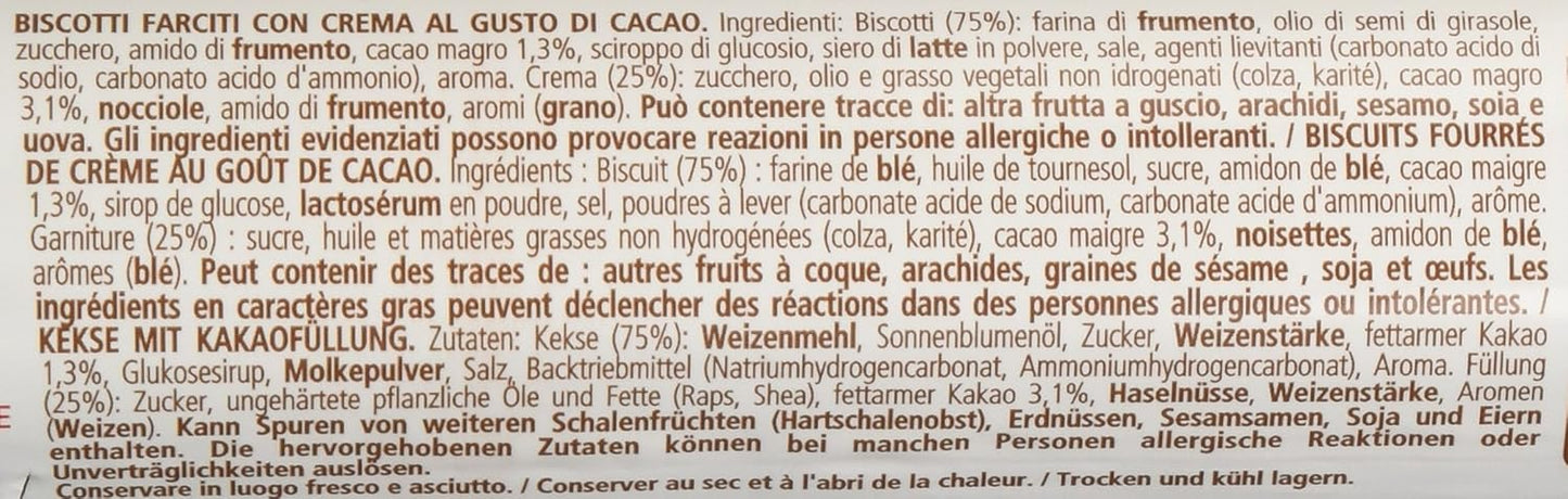 Pavesi Ringo Biscotti Farciti con Crema al Gusto Cacao, Snack per Merenda o Pausa Studio, senza Olio di Palma - Formato Tubo, 9 Pezzi da 165 g (1485 g)