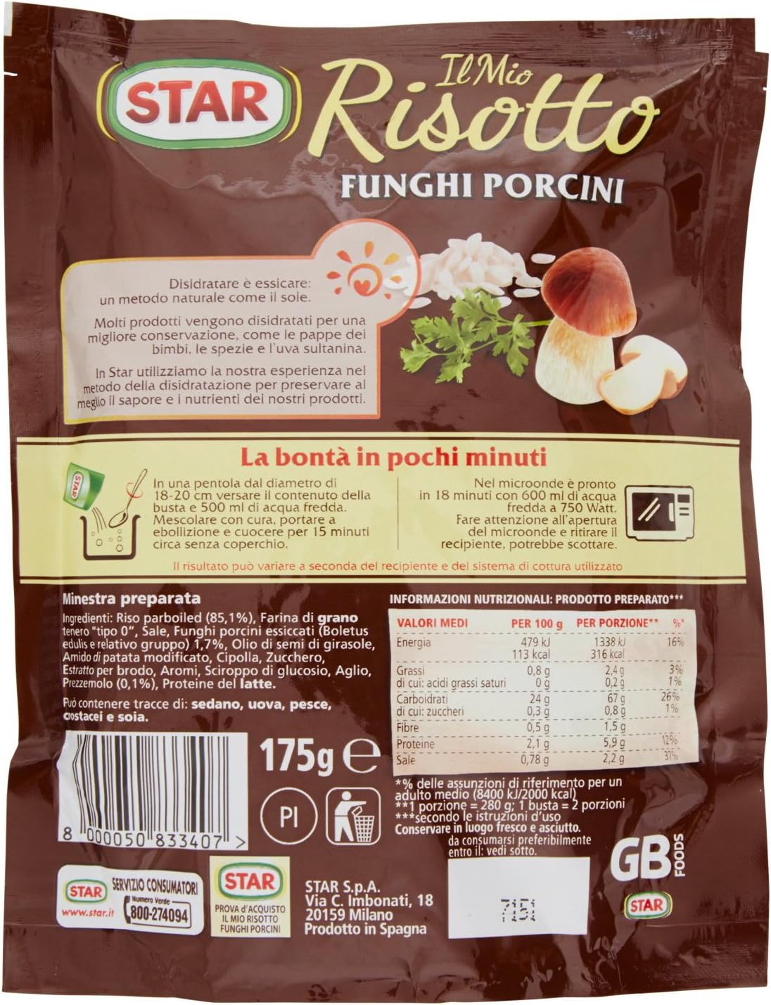 Star - Risotto Cremoso, Funghi Porcini - 175 g - [confezione da 5]
