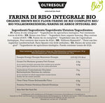 Oltresole, Farina Italiana di Riso Integrale Biologica 1 Kg, Farina Integrale Senza Glutine, 100% Made in Italy, Ideale per Dolci, Salati, Biscotti, Vegano e Celiaci