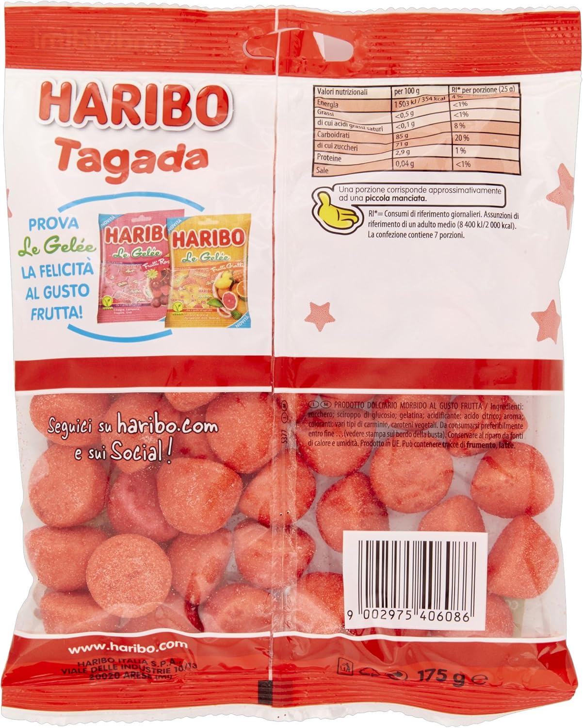 Haribo Tagada, Caramelle Gommose, Gusto Frutta, Ideali per Feste e Dolci Momenti Di Relax - 175gr