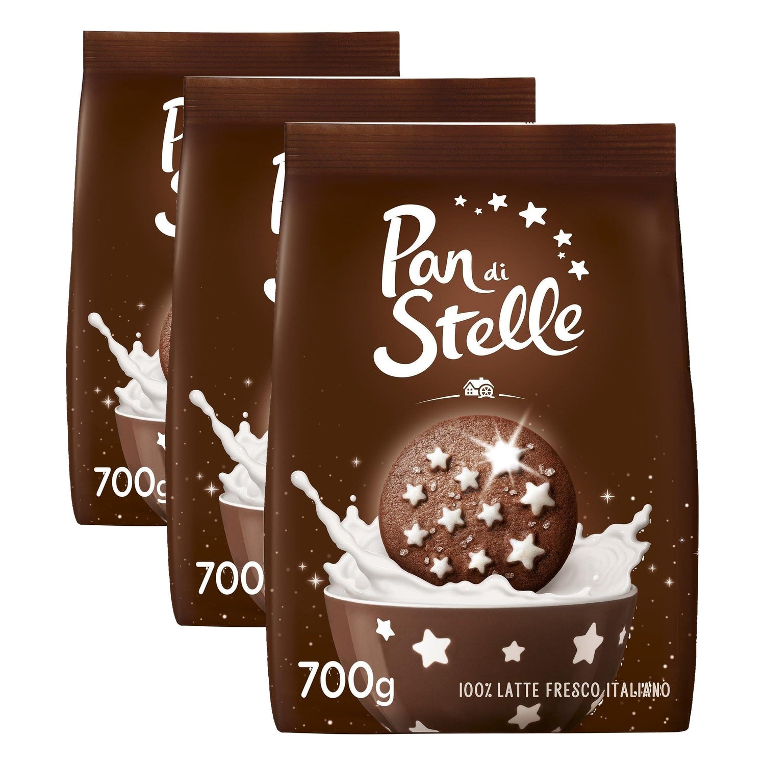 Pan di Stelle Biscotti Frollini con Cacao, Cioccolato e Latte Fresco Italiano, Colazione Ricca di Gusto, 700 g (Confezione da 3)