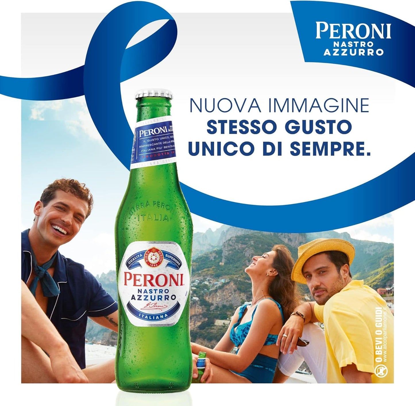 Peroni Nastro Azzurro, Pack con 3 Birre in Bottiglia da 33cl, Birra Premium Lager a Bassa Fermentazione, Gusto Secco e Rinfrescante, Gradazione Alcolica 5% Vol
