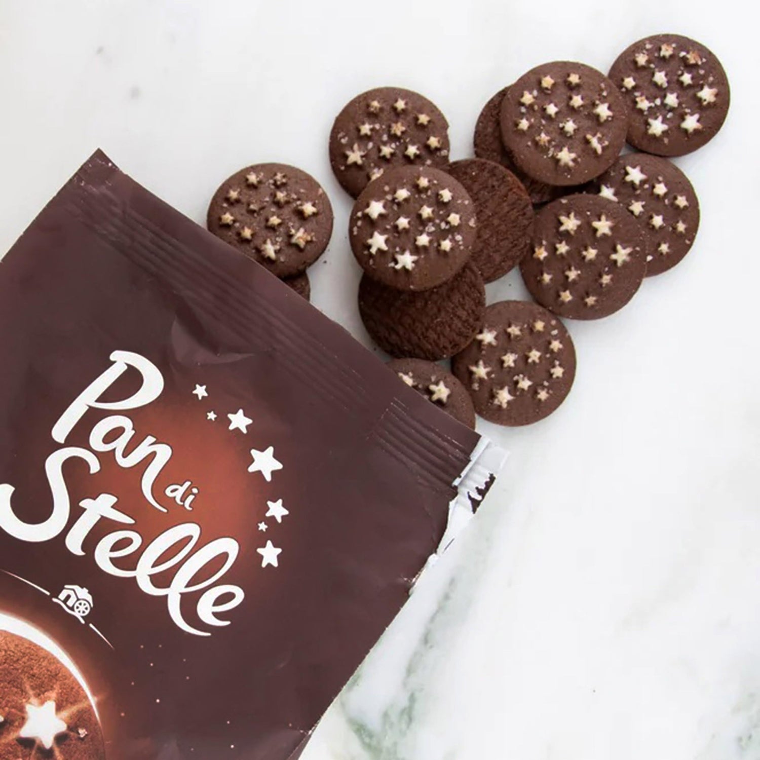 MULINO BIANCO Pan di stelle - Biscotti italiani al cioccolato con stelle glassate 350g x 12 parcelle (Pan di stelle, x12)