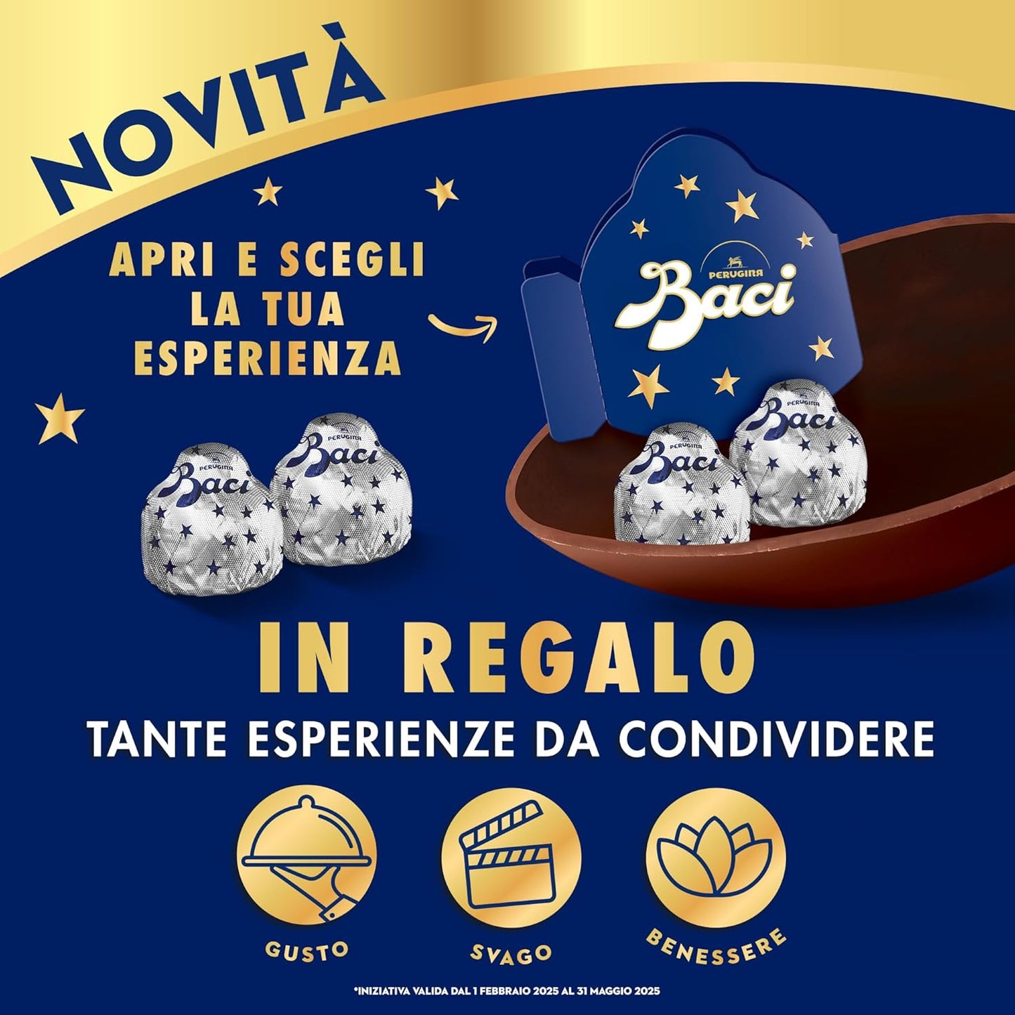 BACI PERUGINA Uovo di Pasqua 2025 Cioccolato Fondente Extra con Sorpresa e 4 Cioccolatini 265g (Confezione da 2)