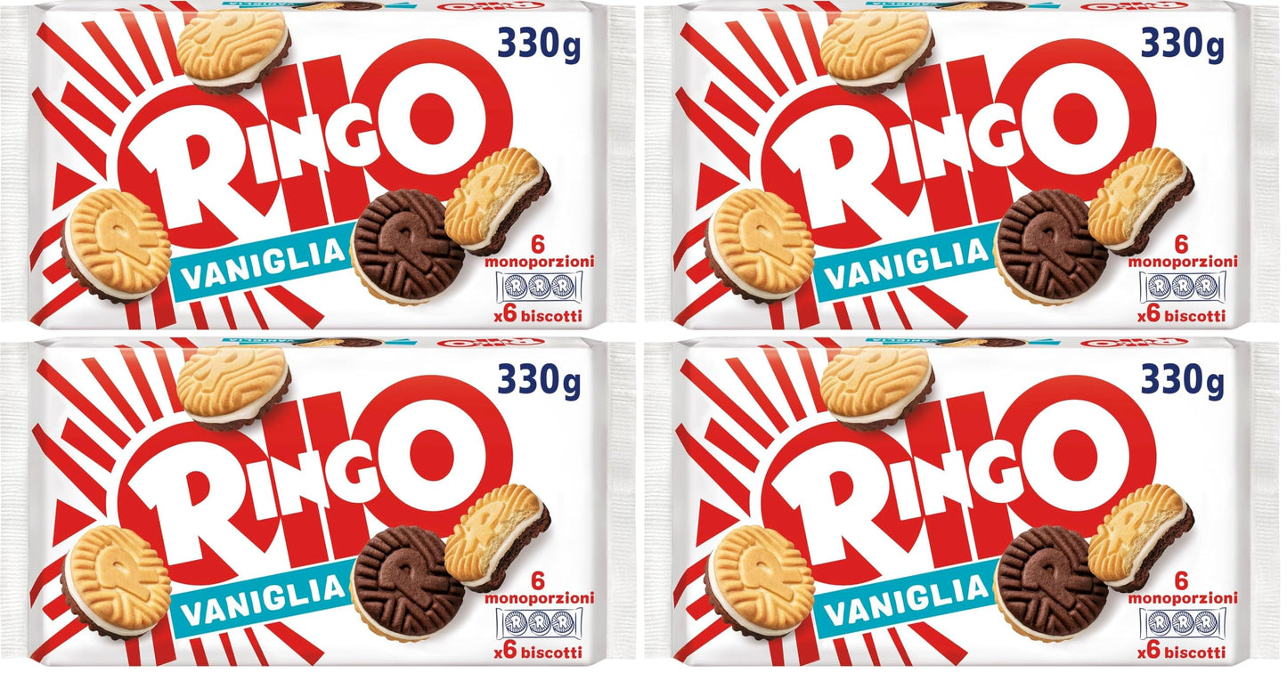 Pavesi Snack Ringo Vaniglia Formato Famiglia, Biscotti Farciti con Crema alla Vaniglia, Snack Dolce per Merenda o Pausa Studio, Confezione da 1320 g