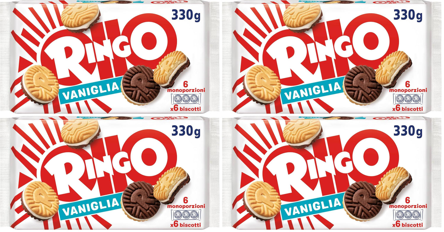 Pavesi Snack Ringo Vaniglia Formato Famiglia, Biscotti Farciti con Crema alla Vaniglia, Snack Dolce per Merenda o Pausa Studio, Confezione da 1320 g
