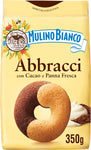Mulino Bianco Biscotti Frollini Abbracci con Cacao e Panna Fresca, Senza Olio di Palma, Colazione Ricca di Gusto, 350 g (Confezione da 4)