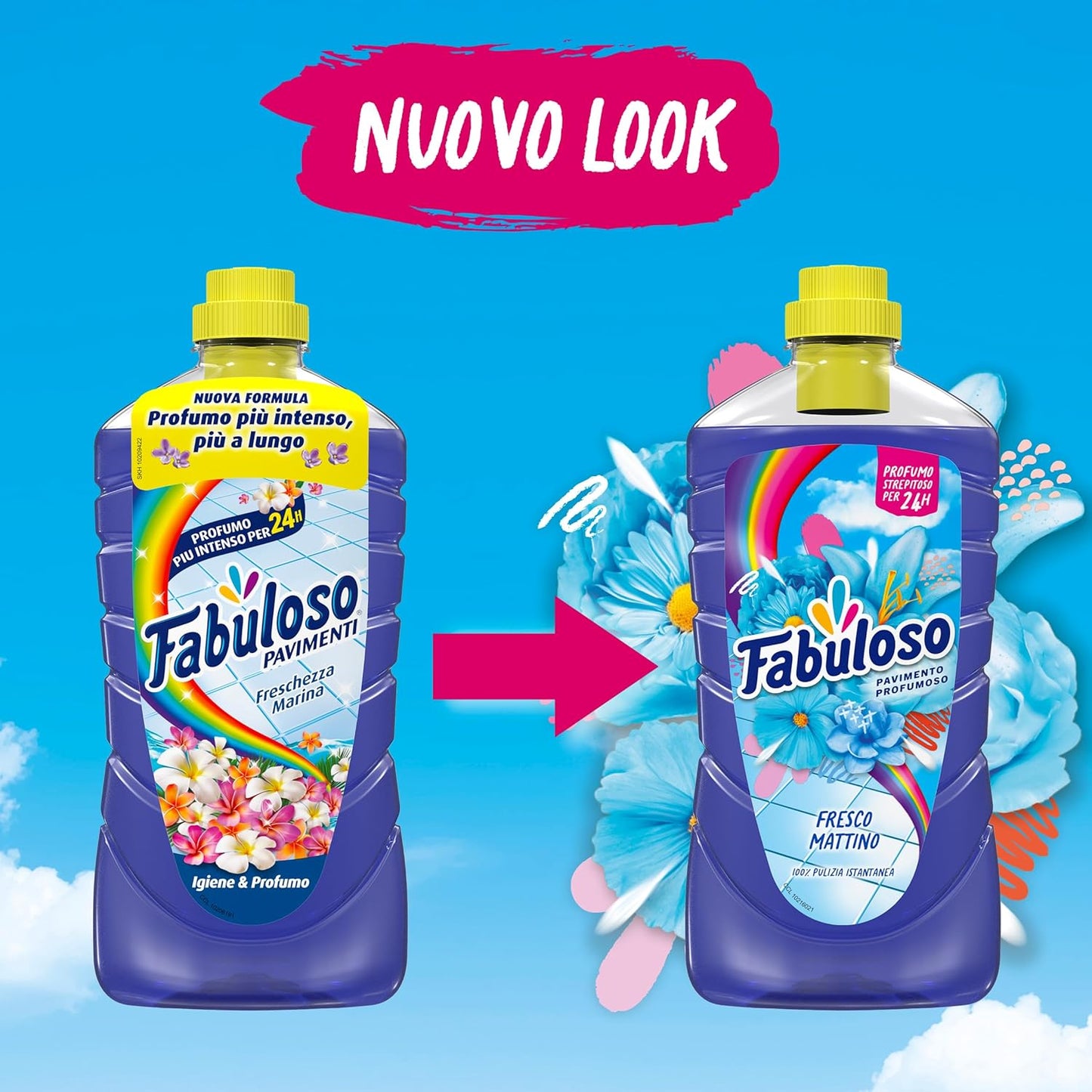 Fabuloso Detersivo Pavimenti Fresco Mattino 4x950ml | Detergente Multiuso | 100% Pulizia Istantanea | Profumo per 24 ore | Formula Biodegradabile al'85% | 99% Ingredienti di Origine Naturale*