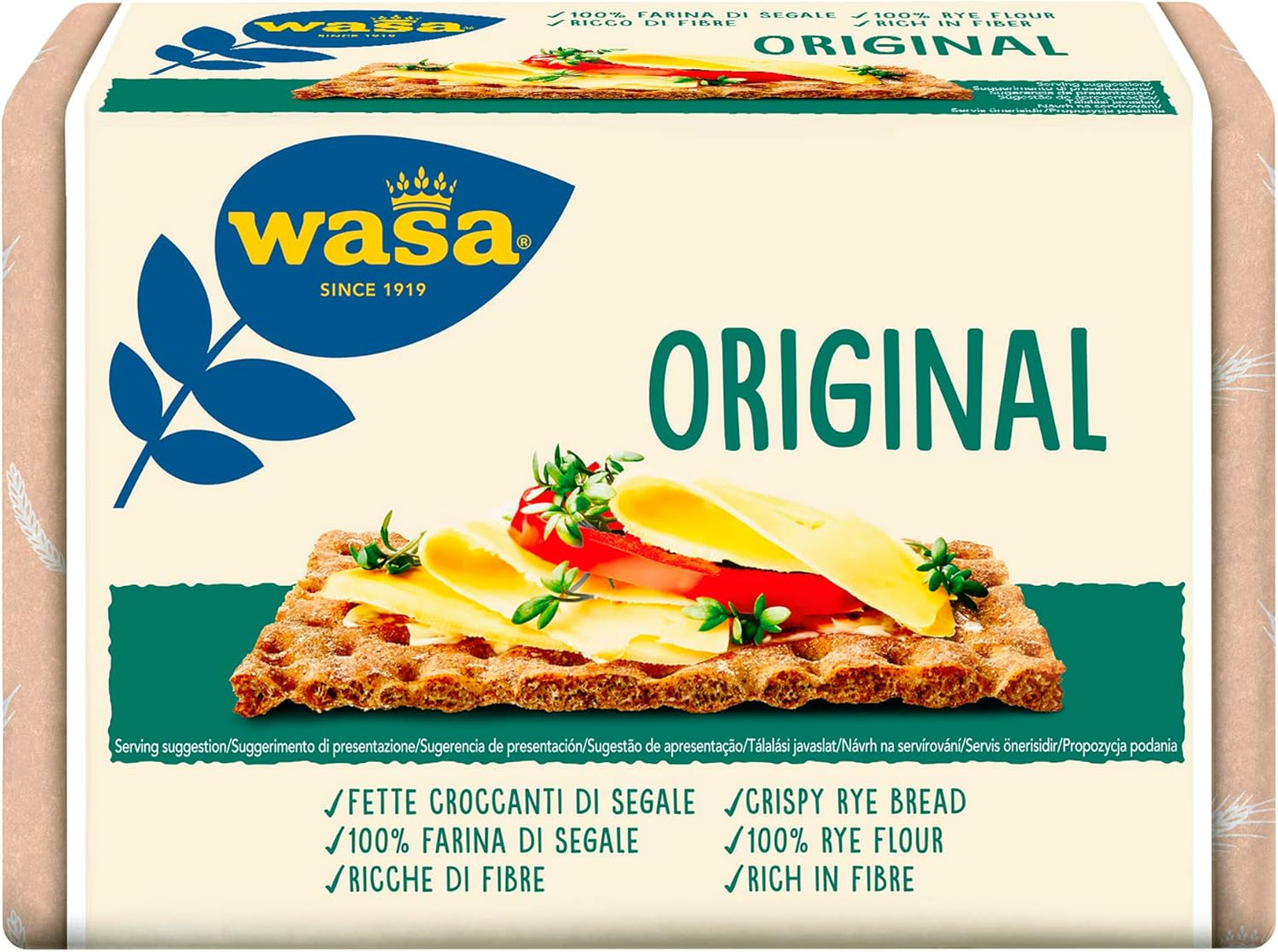 Wasa Original, Cracker con 100 percento Farina di Segale, Ricchi di Fibre, 275 g (Confezione da 1)