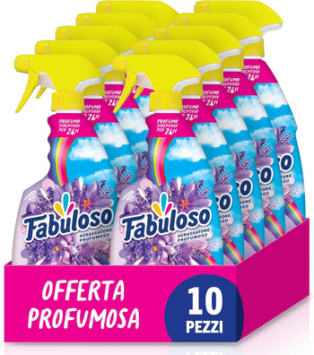 Fabuloso detersivo spray Sgrassatore Universale Freschezza Lavanda 10 x 600 ml I Azione antiodore I Nuova Formula I Ingredienti al 97% di origine naturale I Potere sgrassante al 100%