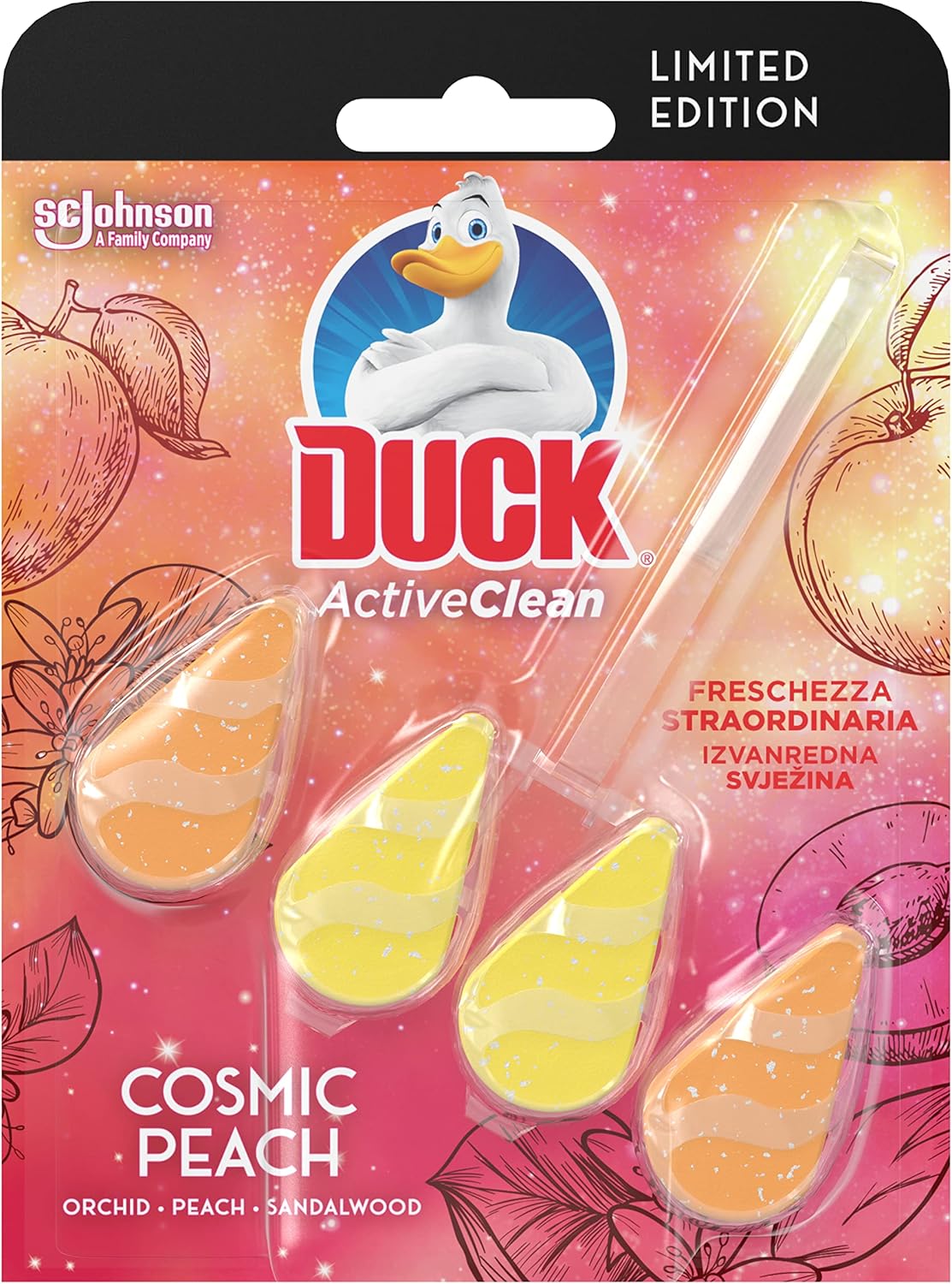 Duck Active Clean - Tavoletta Igienizzante WC, Fragranza Pesca e Orchidea, Confezione da 1 Pezzo