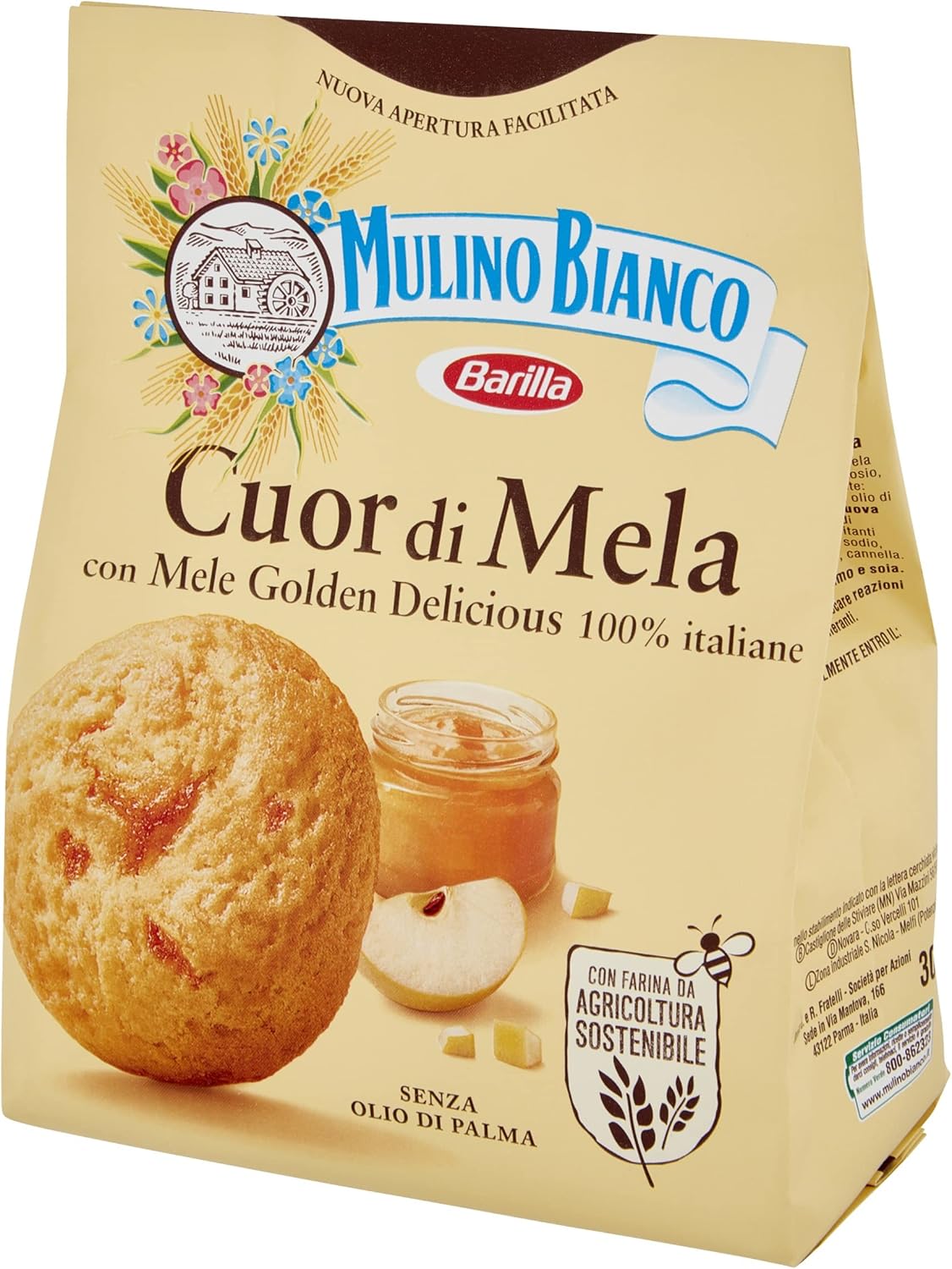 Mulino Bianco Biscotti Cuor di Mela con Mele 100% Italiane, Senza Olio di Palma, Colazione Ricca di Gusto, 300 g