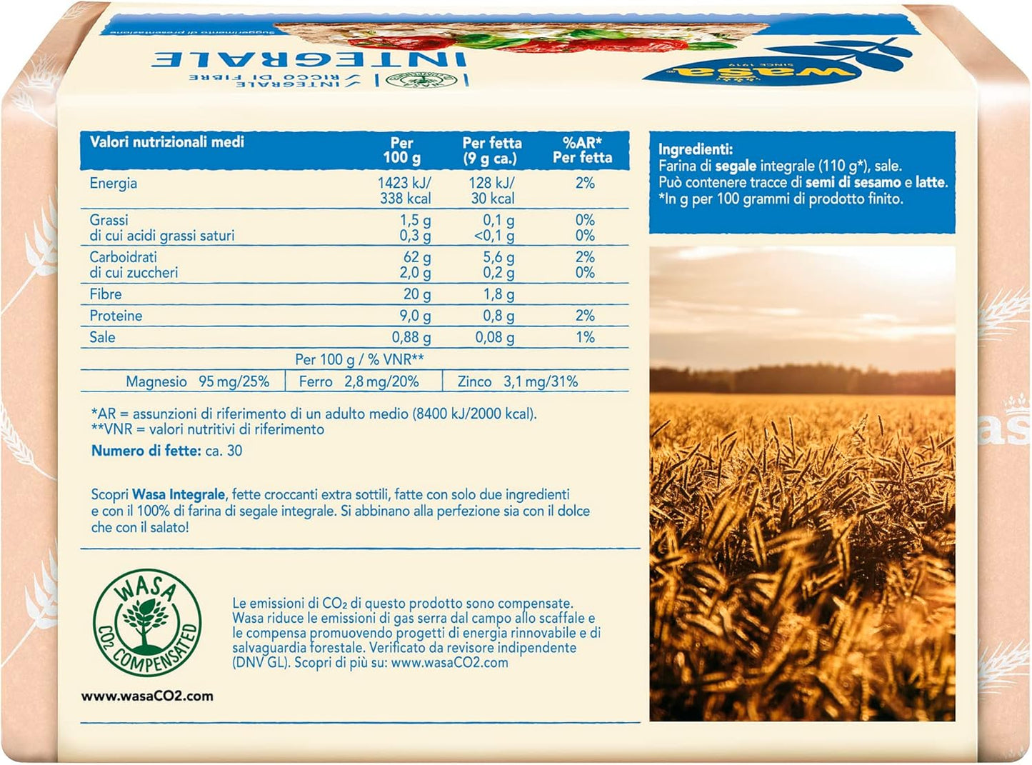 Wasa Integrale, Cracker Integrali e Ricchi di Fibre, 270 g, Extra-Sottili