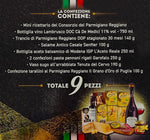 Le Cadeau Gran Gourmet 2024 Strenna con 9 pezzi: Vino, Parmigiano Reggiano, Aceto Balsamico, Salame, Pasta, Sugo, Tarallini