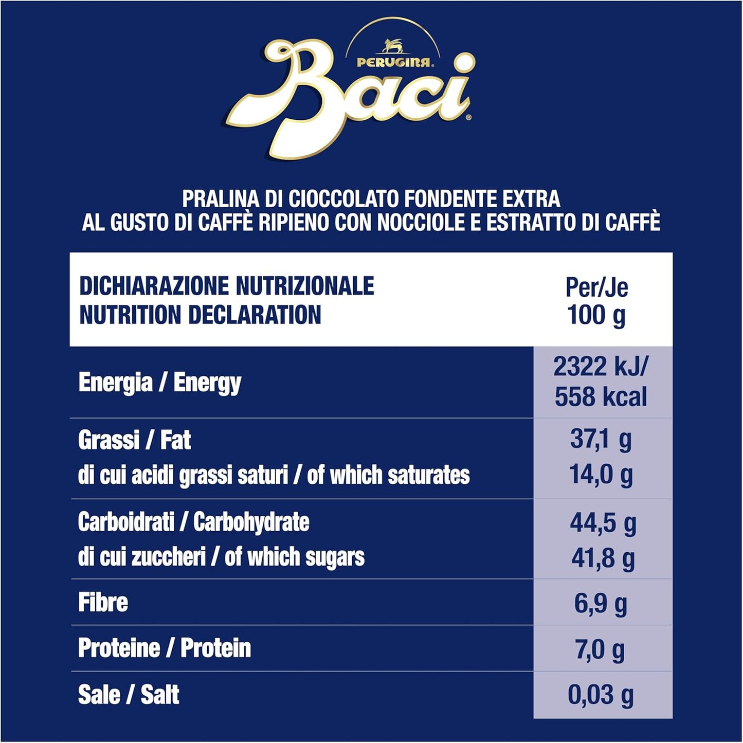 Baci Perugina Caffè Cioccolatini Fondenti Ripieni, Gusto Di Caffè, 100g