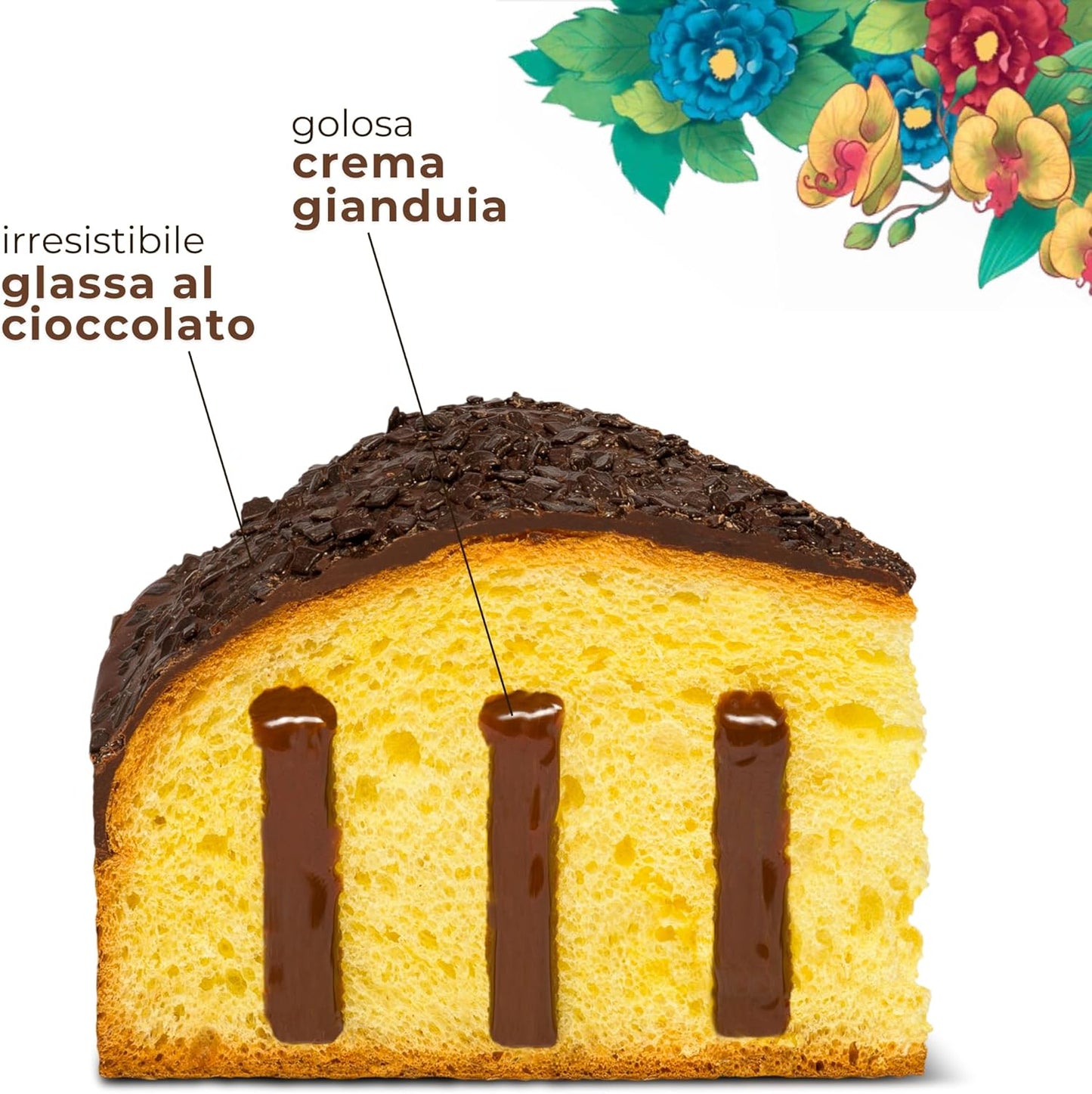Colomba Artigianale alla Gianduia, 750 gr - Pasticceria Fraccaro 1932, Dolce Pasquale con Crema Gianduia e Glassa al Cioccolato, Senza Canditi, Lievitata Naturalmente, Linea Incarto Regalo