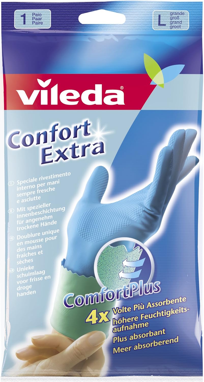 Vileda Confort Extra Guanti con Rivestimento Interno per Mani Fresche e Asciutte