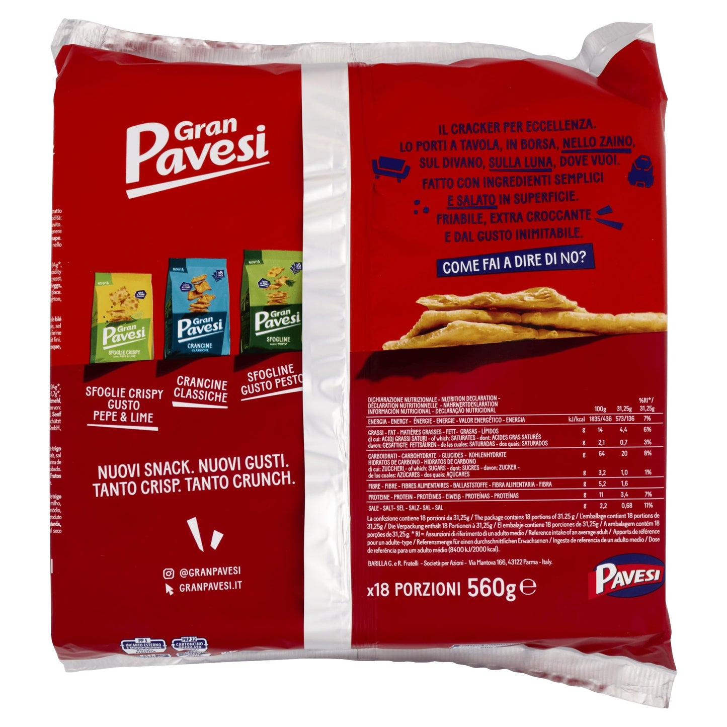Gran Pavesi Cracker Salati I Classici con Grano 100% Italiano, 560 g