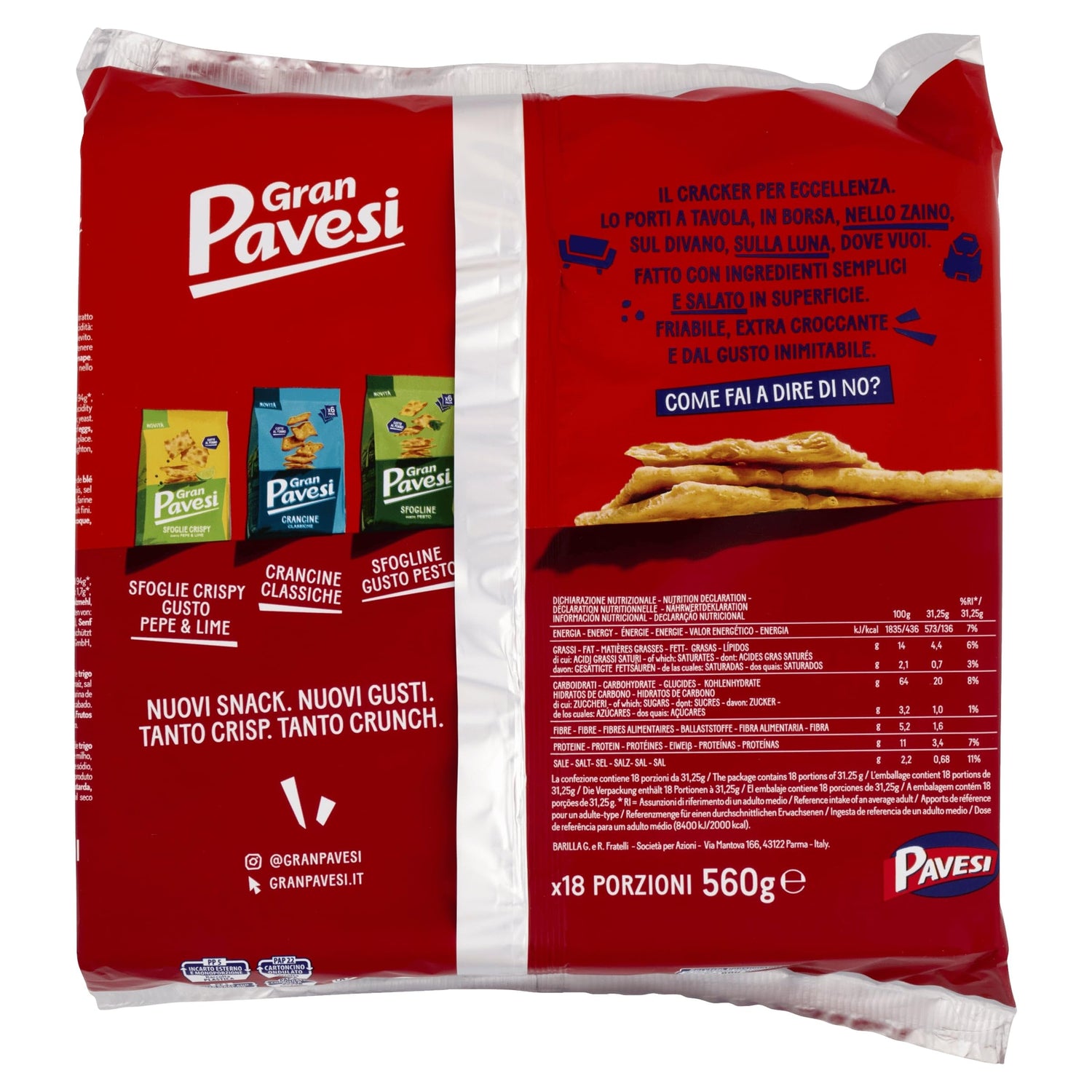 Gran Pavesi Cracker Salati I Classici con Grano 100% Italiano, 560 g