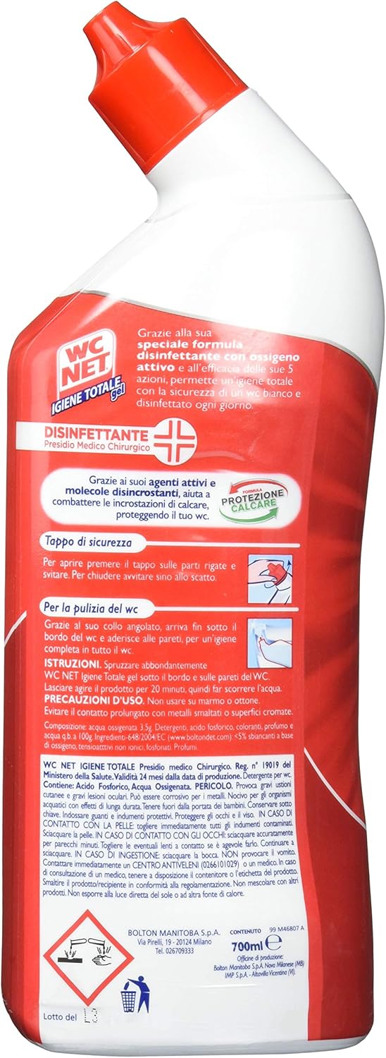 Wc Net - Pulitore Liquido, Igiene Totale Gel, 5 Azioni - 6 pezzi da 700 ml [4200 ml]