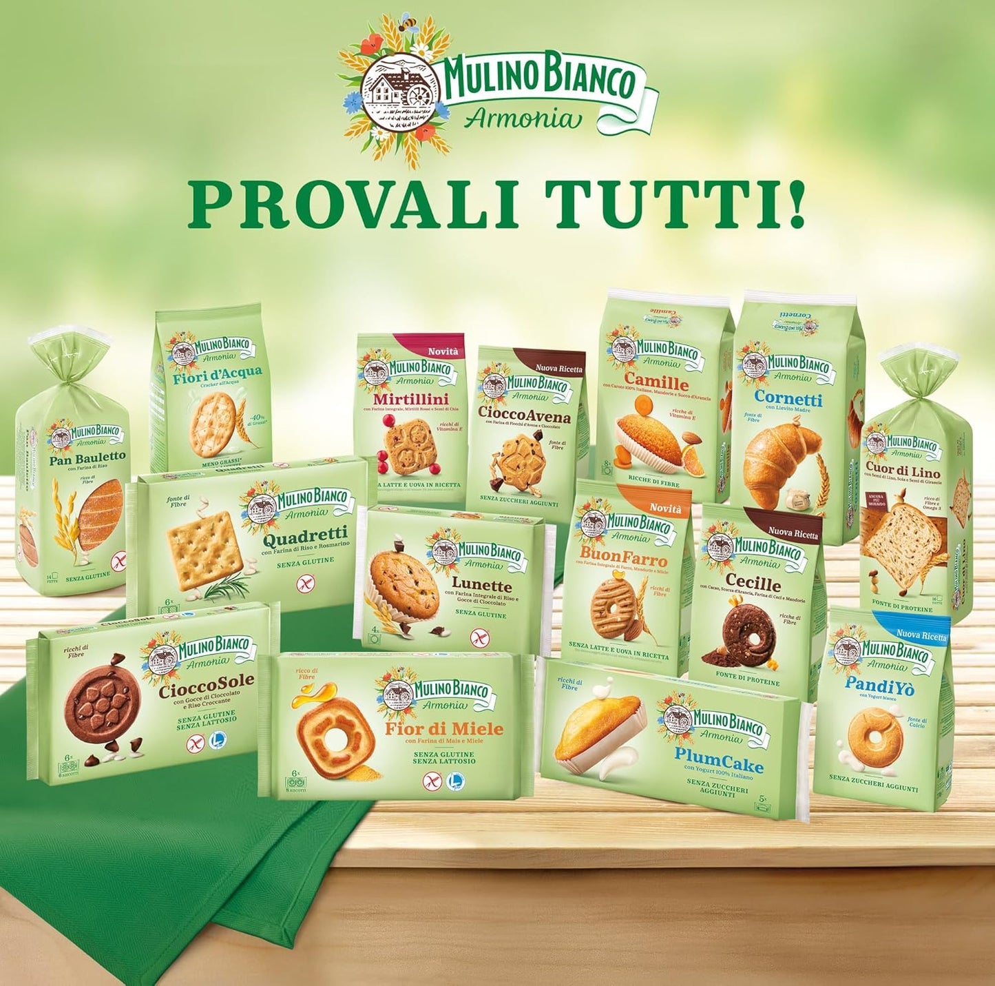 Mulino Bianco Merendine Camille con Carote, Mandorle e Succo d'Arancia, Ricche di Fibre, Snack Dolce per la Merenda, Confezione con 8 Monoporzioni, 304 g