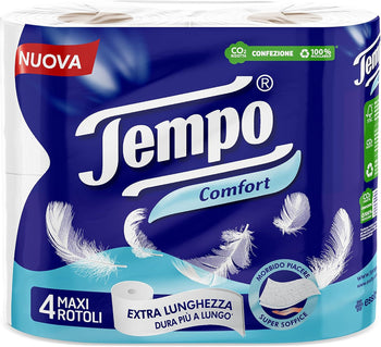 Tempo Carta Igienica Comfort, Morbida e Resistente - 4 Maxi Rotoli