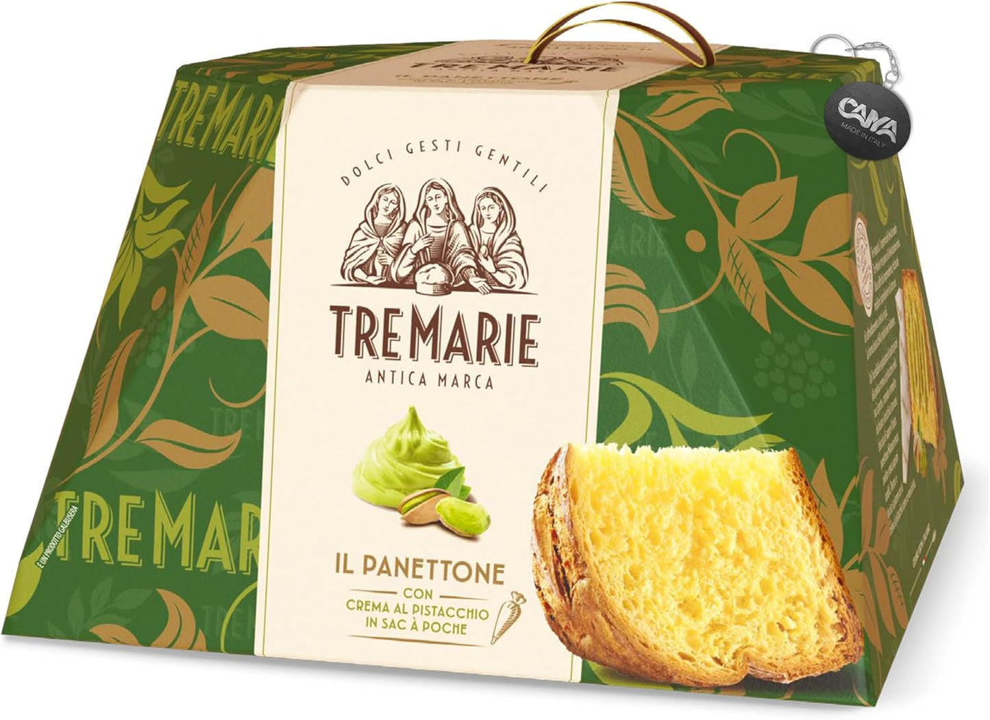 Tre Marie Panettone con Crema Pistacchio in Sac À Poche per Farcitura, senza Uvetta 950g (2024)