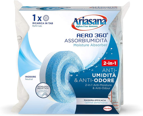 Ariasana Aero 360° Ricarica Tab Inodore Per Dispositivo Aero 360° Kit, Assorbi Umidità In Tab Neutra, Multicolore, ‎‎1 x 1 x 1 cm, 450 grammi