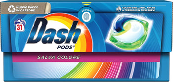 Dash Pods Detersivo Lavatrice In Capsule Salva Colore, 31 x 19.7g