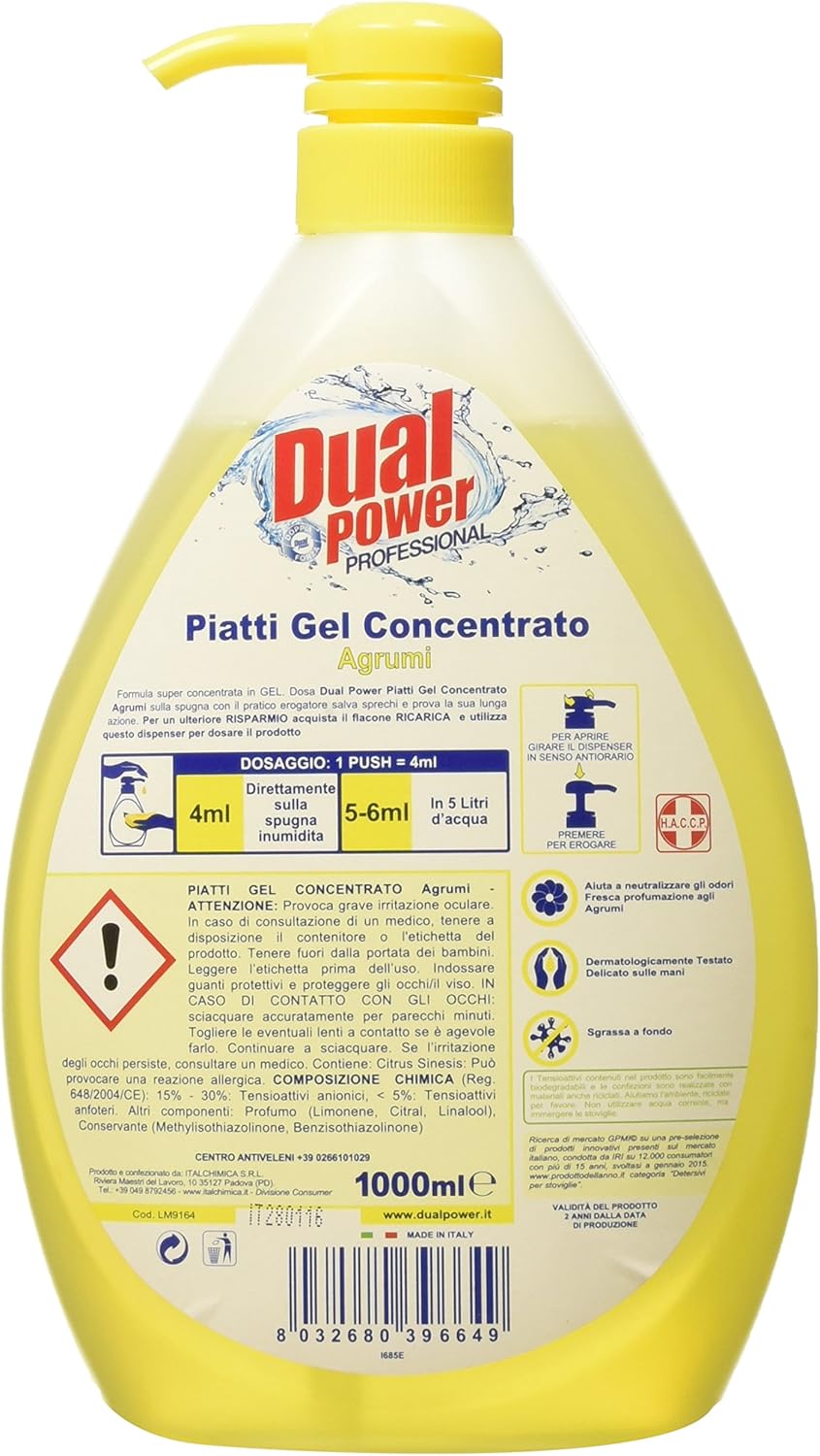 Dual Power Piatti Gel 1Lt Disp Agrumi