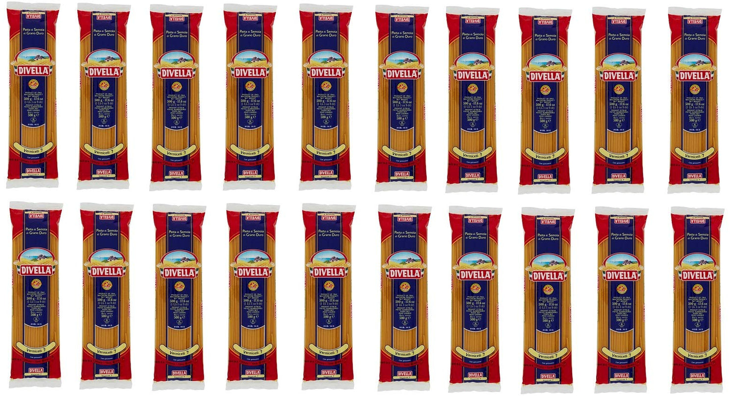 20x Pasta Divella Vermicelli N°. 7 Pasta Italiana 500g