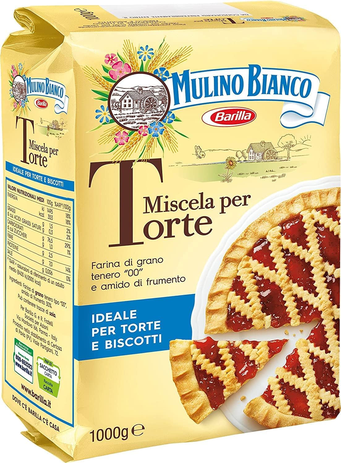12 x Mulino Bianco 00 Farina Mix per Torte Biscotti e Pasticceria 1 kg
