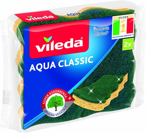 Vileda Aqua Spugna, 6 Confezioni da 2 Pezzi, 12 Spugne