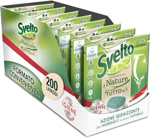 Svelto Pastiglie Per Lavastoviglie Powered By Nature Extra Igiene Megapack Da, Con Certificazione Ecolabel, 200 Unità