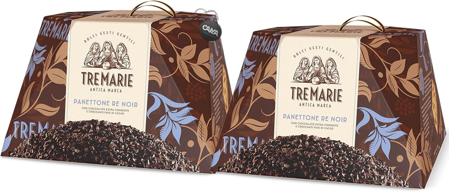 2X Tre Marie Re Noir Panettone con Cioccolato Extra Fondente e Granella di Fave di Cacao 900g (2024)