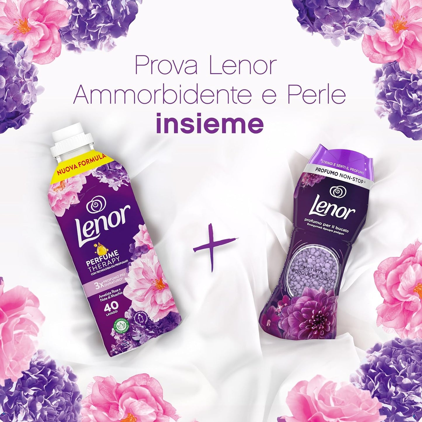 Lenor Ammorbidente 86 Lavaggi Ametista Rosa E Note Di Muschio, Offre Una Freschezza Duratura Per Un Letto Fresco Fino A 1 Settimana