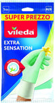 Vileda Extra Sensation |guanti in lattice con rivestimento interno in cotone|massima sensibilità al tatto|lavori domestici più delicati | vestibilità aderente | tre misure: S-M-L | confezione da 1 pz