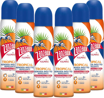 Zanzaux Tropical by Fulmine Repellente Spray Antizanzare - Insetticida Spray per Insetti Volanti - Anti Zanzare da Giardino e Interno - Efficace contro Insetti Volanti, Varie Specie di Zanzare (6)