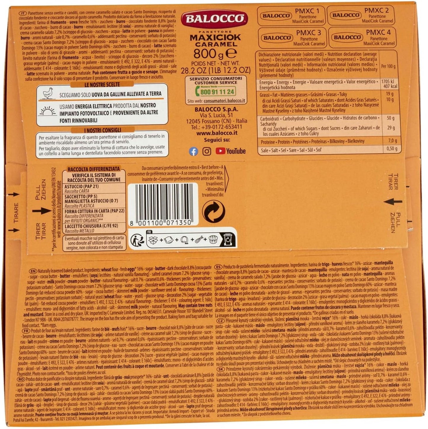 Balocco Panettone Maxiciock Caramello, 800g