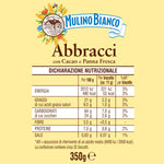 Mulino Bianco Biscotti Frollini Abbracci con Cacao e Panna Fresca, Senza Olio di Palma, Colazione Ricca di Gusto, 350 g (Confezione da 4)