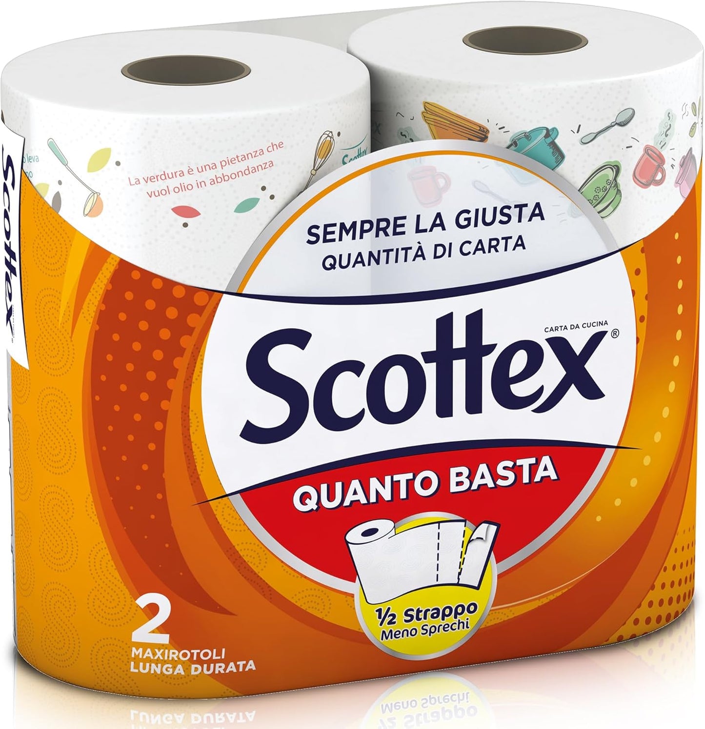 Scottex Quanto Basta; Carta Cucina Opzione Mezzo Strappo; 2 Maxi Rotoli, 2 unità