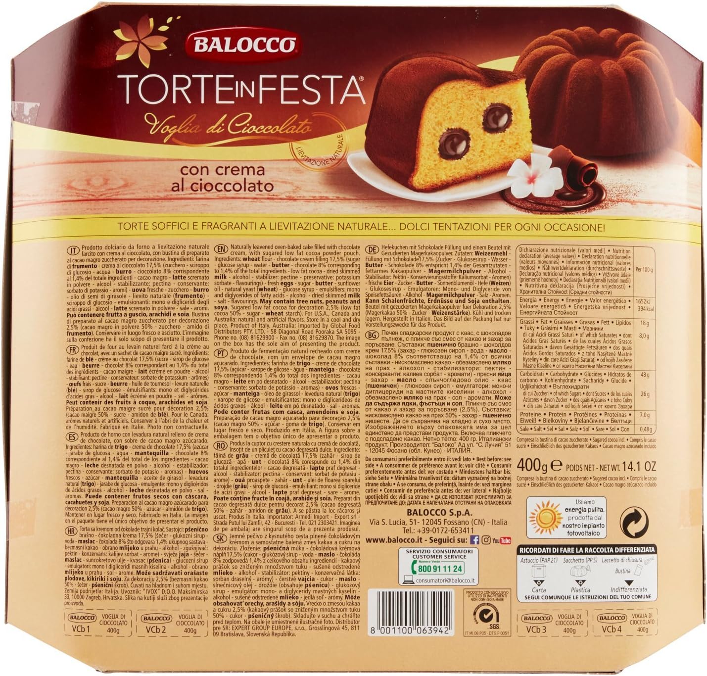 Balocco Torte in Festa Cioccolato, 400g