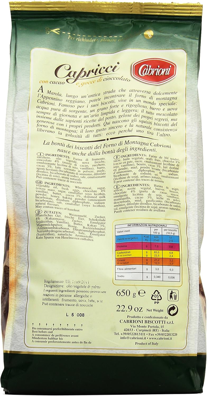 Cabrioni Biscotti Capricci al Cacao, 650g