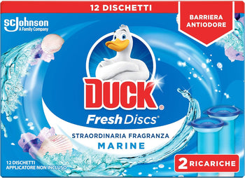 Duck Fresh Discs - 2 Ricariche da 6 Dischi Gel Igienizzanti WC, Profumo Marine, 12 dischetti