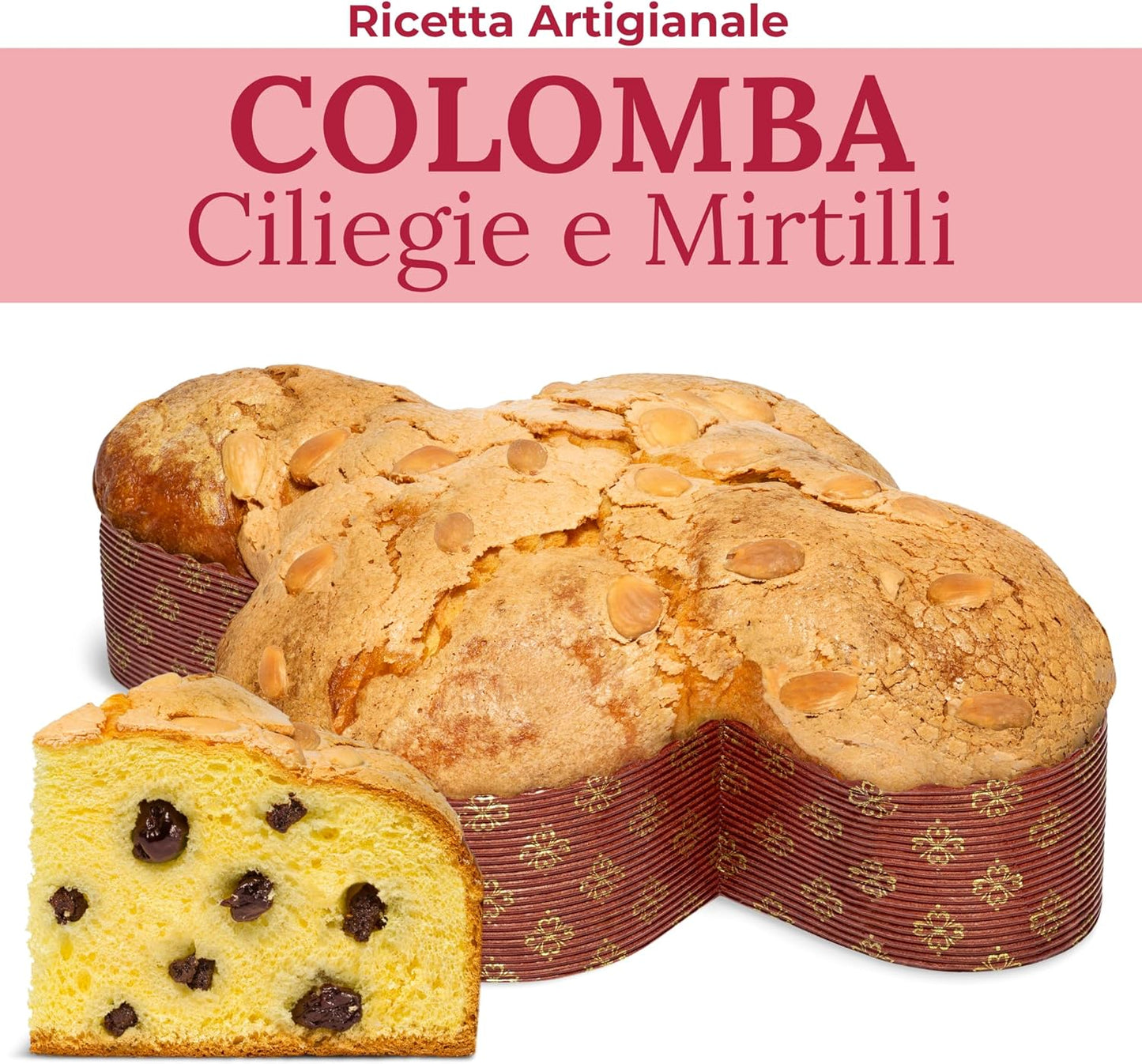 Colomba Pasquale Artigianale con Ciliegie e Mirtilli Rossi, 750gr - Pasticceria Fraccaro 1932, Dolce Pasquale ai Frutti Rossi con Impasto Morbido e Fragrante - Linea Bauletto