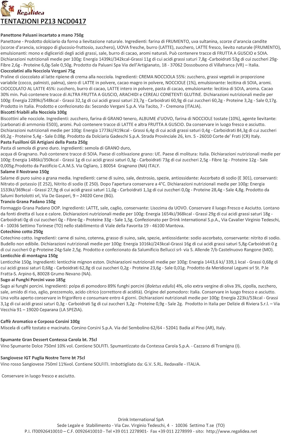 Cesto Natalizio Regalidea Tentazione - 6200 g