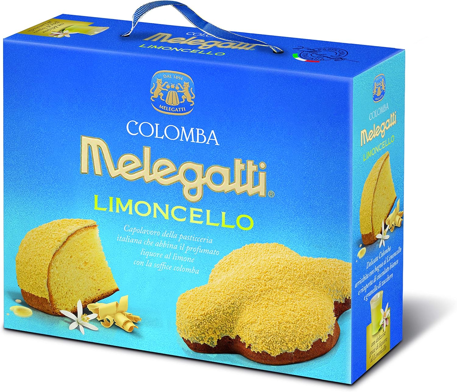 Colomba pasquale Melegatti al limoncello ricoperta di cioccolato bianco e zucchero 750 gr